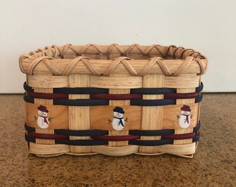 Snowman napkin basket navy