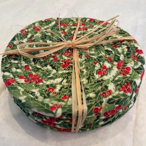 Festive Christmas coasters holly