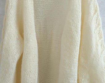 Cárdigan de mohair extragrande hecho a mano: jersey abierto por delante, jersey de boda, jersey de punto acogedor