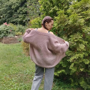 Handmade Fluffy Mohair Cardigan: Chunky Knit Open Front
