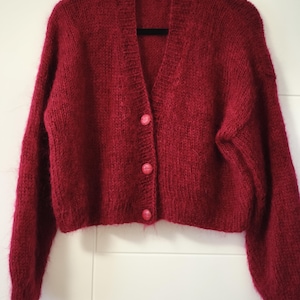 CARDIGAN Women Mohair, Fluffy mohair cardigan, Mohair knitted cardigan, Chunky cardigan, Red cardigan 100% hand made Shaggy Cardigan