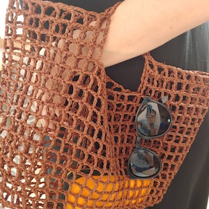 Natürliche übergroße Einkaufstasche aus Raffia-Netz, gehäkelte Strandtasche, gestrickte Tasche, leichte Sommer-Fischnetz-Geldbeutel, gewebte extragroße Seilumhängetasche