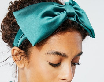 Bouffant Bow Headband | Retro Oversize Statement Bow Headband | Bronze Sueded Satin | Gifts for Her