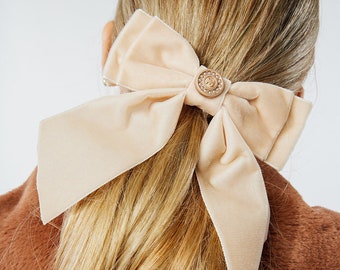 Parisienne Chic Bow | Oversize Velvet Short Bow | Classic Sophistication | Luxury Designer Hair Bow | Made to Order