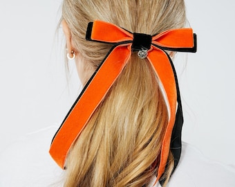 Bengals Charm Bows | Black and Orange Bows | Cincinnati Bengals Inspired Hair Bows | Custom fastener