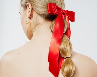 Luxe Oversize Satin Bow | Large Satin Bow | Choose your fastener | Hair Tie, Barrette or Clip | Multiple colors