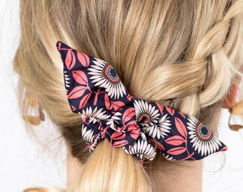 Coral Daisy | Parisian Series | Petite Knot Scrunchie | Liberty Cotton