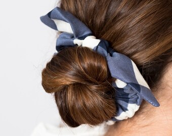 Gingham Petite Knot Scrunchie / Mezcla de lino / Bow Scrunchie / Múltiples colores