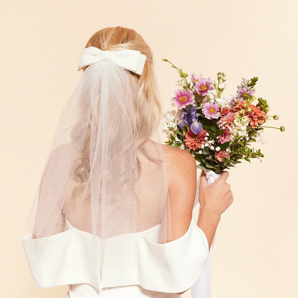 Bridal Veil | Blair Bow | Bardot Bride | Bridal Tulle