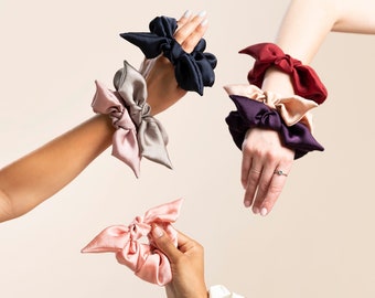 Silk Series Knot Scrunchie, Bow Scrunchie, Silky Chiffon, Multiple colors | Gifts for Her