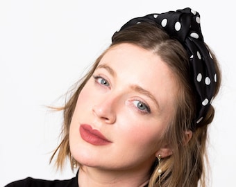 Polka Dot Knot Headband | Satin Series | Hard Headband | Head Turban | Several Colors | Handmade