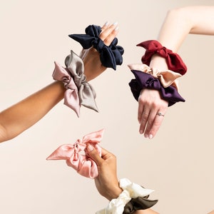 Silk Series Knot Scrunchie, Bow Scrunchie, Silky Chiffon, Multiple colors | Gifts for Her