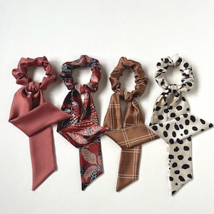Arden Satin Scarf Scrunchie l Silky Scarf Scrunchie | Petite Scarf Scrunchie | Low Pony Scarf | Multi-Use Accessory