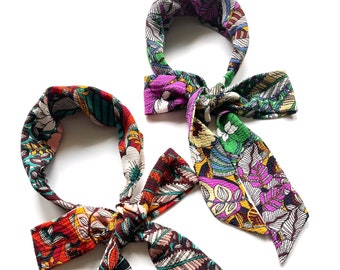 Effortless Scarf Headband | Tropical Floral Print | Handmade | Crepe Chiffon | Mango Tropics and Jade Tropics | Luxury Headband Scarf