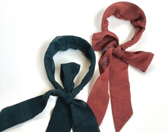 Effortless Scarf Headband | Handmade | Chiffon | Solids in Deep Teal and Brick | Luxury Headband