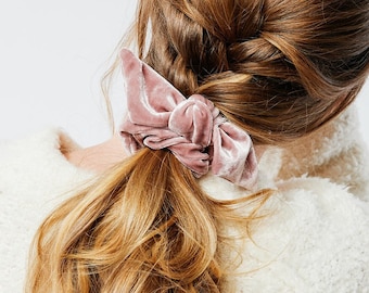 Petite Luxe Crushed Velvet Knot Scrunchie | Bow Scrunchie | Thin Hair Scrunchie | Several Colors