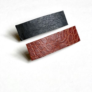 Minimalist Leather Barrette Alligator and Shiny Black Upcycled Series image 1