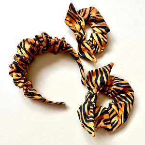 Bengals Tiger Stripes Knot Scrunchie and Scrunchie Headband | Black and Orange Scrunchies | Choose from two sizes   | Cincinnati Bengals