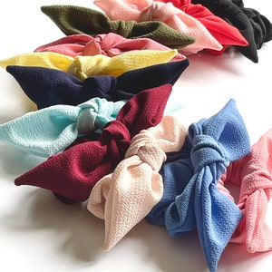 Petite Crepe Series Knot Scrunchie Bow Scrunchie Multiple colors Gift for Her image 2