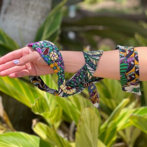 Effortless Scarf Headband Tropical Floral Print Handmade Crepe Chiffon Mango Tropics and Jade Tropics Luxury Headband Scarf image 6