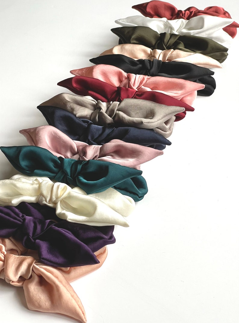 Silk Series Knot Scrunchie, Bow Scrunchie, Silky Chiffon, Multiple colors Gifts for Her image 8