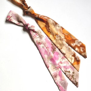 Long Bow Retro Poppies Collection Silk Chiffon Hair-tie Bow Multiple colors Gift for Her image 3