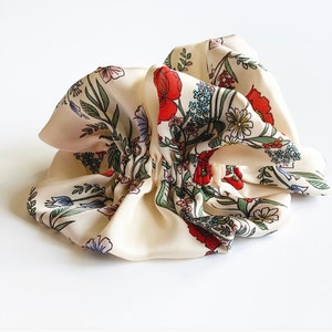 Silk Series Ruffle Scrunchie Multiple colors Original Design Handmade Small Batch Gift for Her Floral