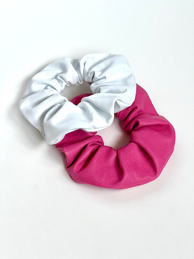 Luxe Leather Oversize Scrunchie Pretty in Pink Reclaimed Leather image 4