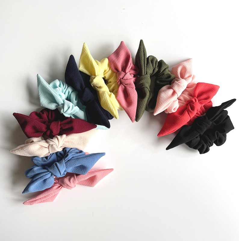 Petite Crepe Series Knot Scrunchie Bow Scrunchie Multiple colors Gift for Her image 4