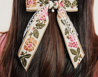 The Chelsea Bow | Pearl Embellishment | The Fall Collection | Limited Edition | 1970’s Vintage Ribbon