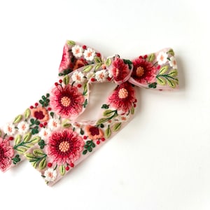 The Aurora Bow Embroidered Saree Ribbon 60s, 70s Inspired Retro Wildflower Bow Barrette image 2