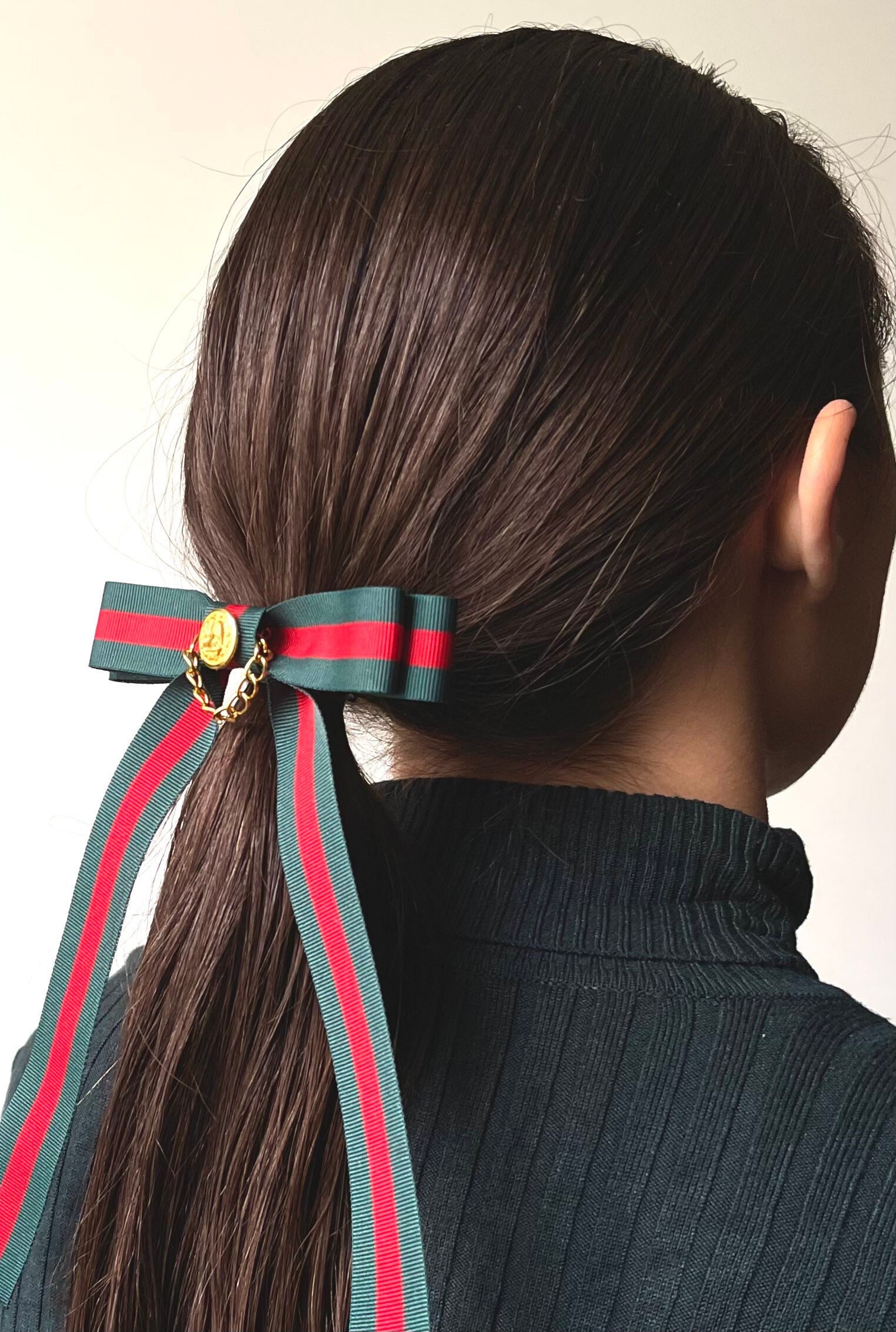 Luxe Link Vintage Grosgrain Long Bow Luxury Hair Bow or 