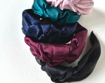 Hammered Satin Knot Headband | Silky Feel | Several Colors | Handmade