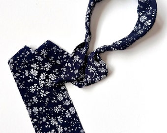 Effortless Scarf Headband | Navy Meadow | Handmade | Luxury Headband Scarf