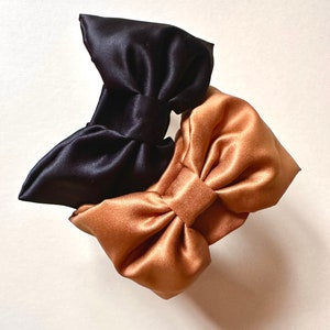 Bouffant Bow Headband Retro Oversize Statement Bow Headband Bronze Sueded Satin Gifts for Her image 1