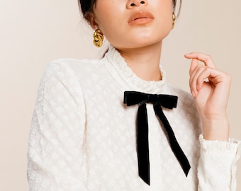 Standard Velvet Long Bow Series Pin | Neckwear | As Seen In Vogue | Several Colors | Gift for Her | Sold individually