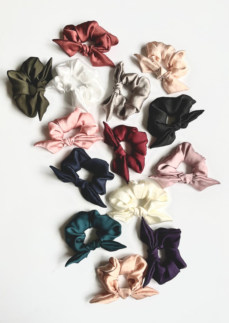 Silk Series Knot Scrunchie, Bow Scrunchie, Silky Chiffon, Multiple colors Gifts for Her image 5