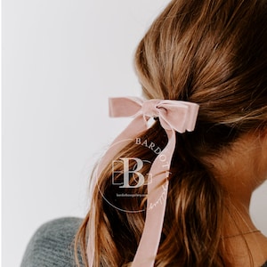 The Standard Velvet Long Bow Series Hair Tie, Barrette or Clip Several Colors Sold individually Gift for Her image 7