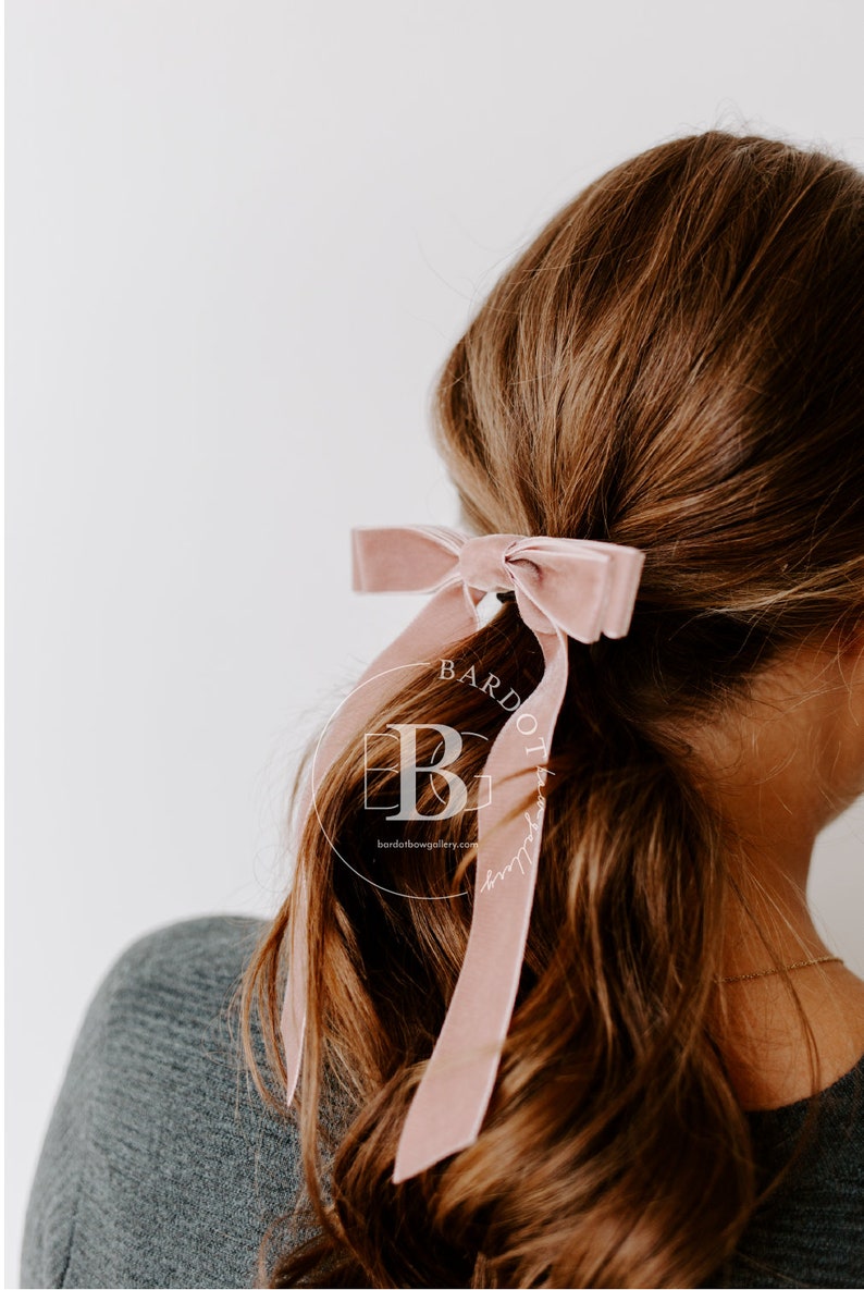 The Standard Velvet Long Bow Series Hair Tie, Barrette or Clip Several Colors Sold individually Gift for Her image 7