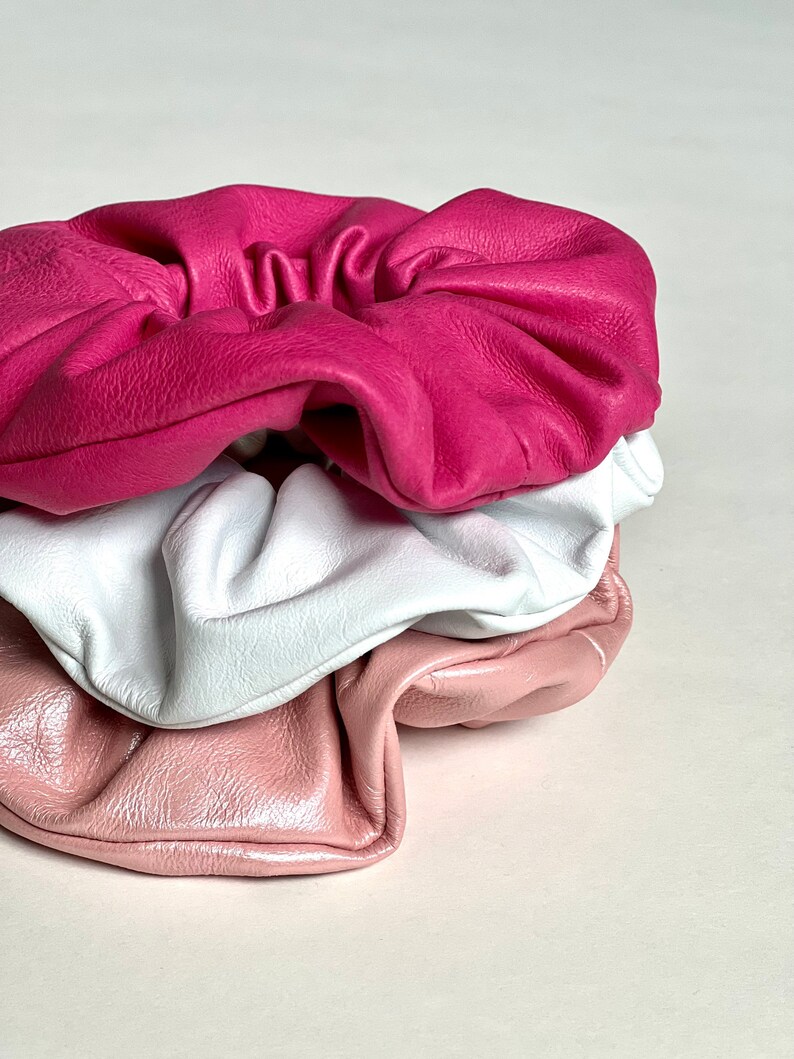 Luxe Leather Oversize Scrunchie Pretty in Pink Reclaimed Leather image 10