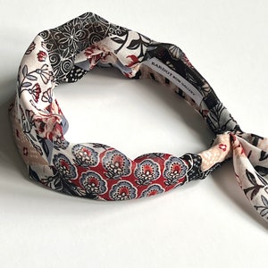 Effortless Scarf Headband Patchwork Print Handmade Chiffon Luxury Headband Scarf image 10