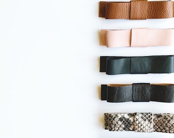 Leather Bow Series | Leather Barrettes | Several colors | Sold Separately