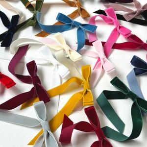 The Standard Velvet Long Bow Series Hair Tie, Barrette or Clip Several Colors Sold individually Gift for Her image 6