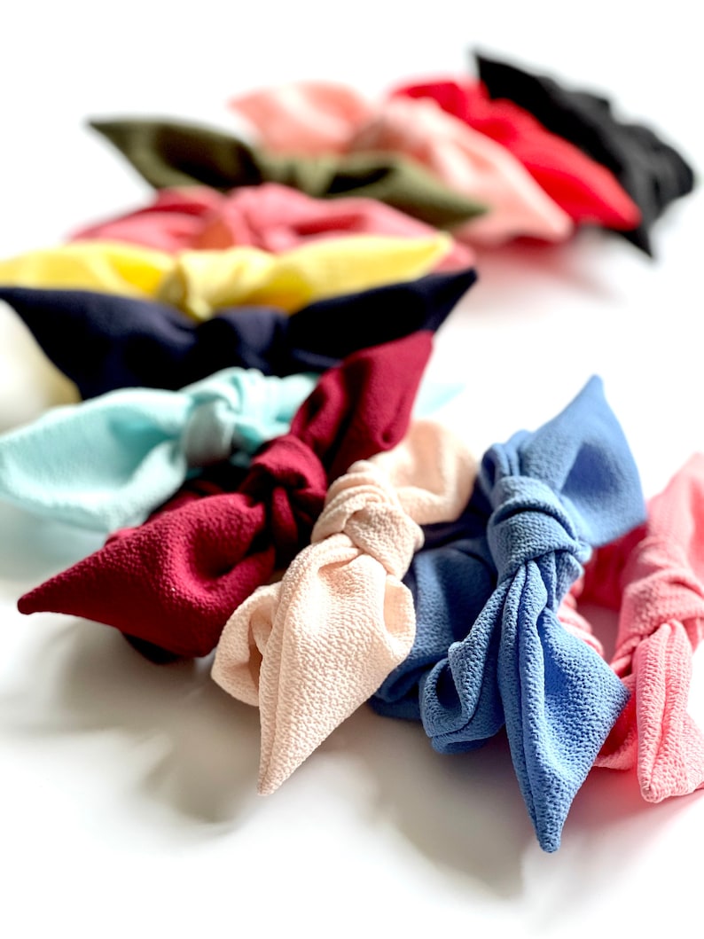 Petite Crepe Series Knot Scrunchie Bow Scrunchie Multiple colors Gift for Her image 5
