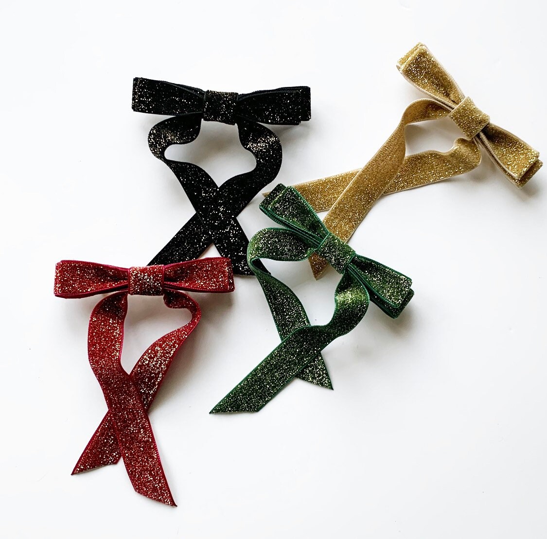 Lurex Metallic Velvet Bow | Tinsel Series | Sparkle Hair Bow  display picture 2