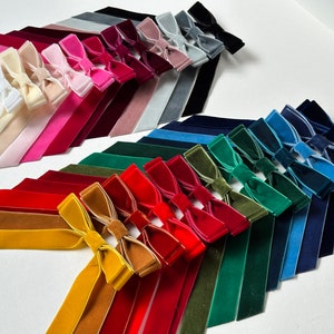 The Standard Velvet Long Bow Series Hair Tie, Barrette or Clip Several Colors Sold individually Gift for Her image 2