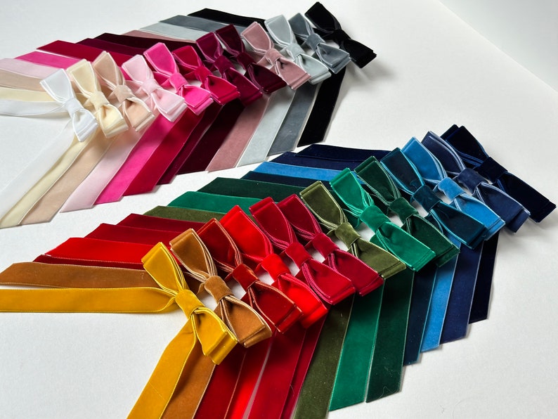 La série standard de longs noeuds en velours Élastique à cheveux, barrette ou pince à cheveux Plusieurs couleurs Vendu à l'unité Cadeau pour elle image 2