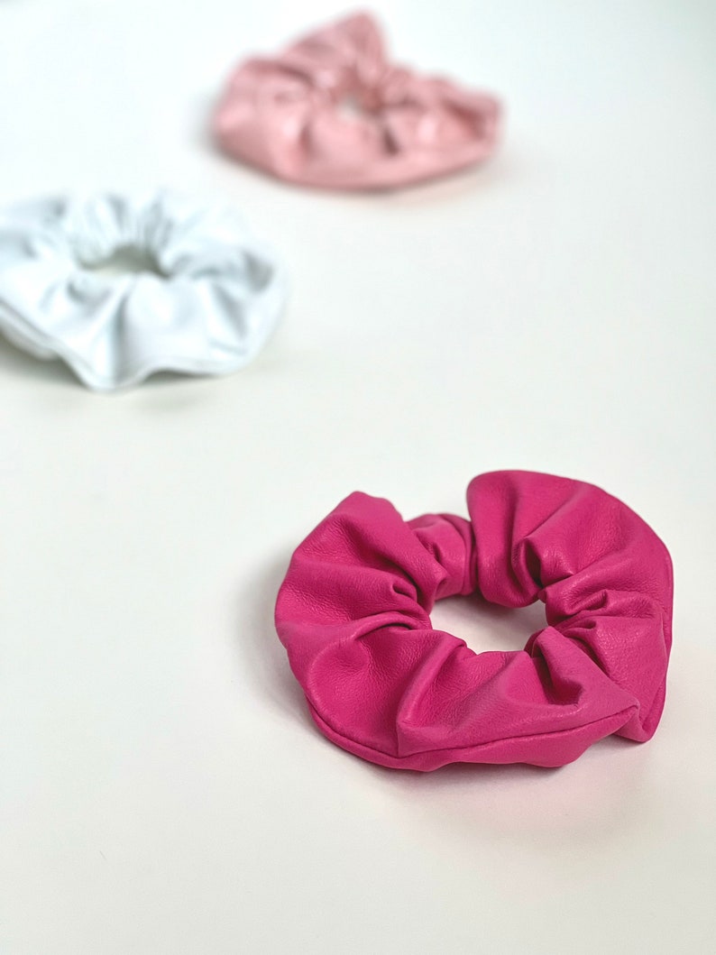 Luxe Leather Oversize Scrunchie Pretty in Pink Reclaimed Leather image 6