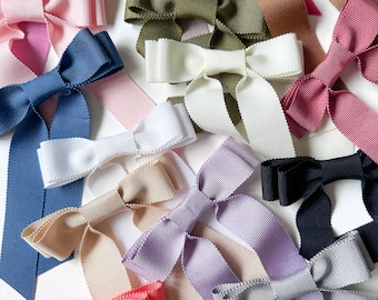 Petite Grosgrain Long Bow | Little Babes Luxe Grosgrain Long Bow | Hair Tie, Barrette or Clip | Soft Ribbon | Several colors