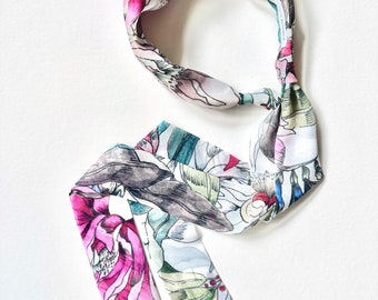 Effortless Scarf Headband | Esme Painted Floral | Handmade | Chiffon  | Luxury Headband Scarf
